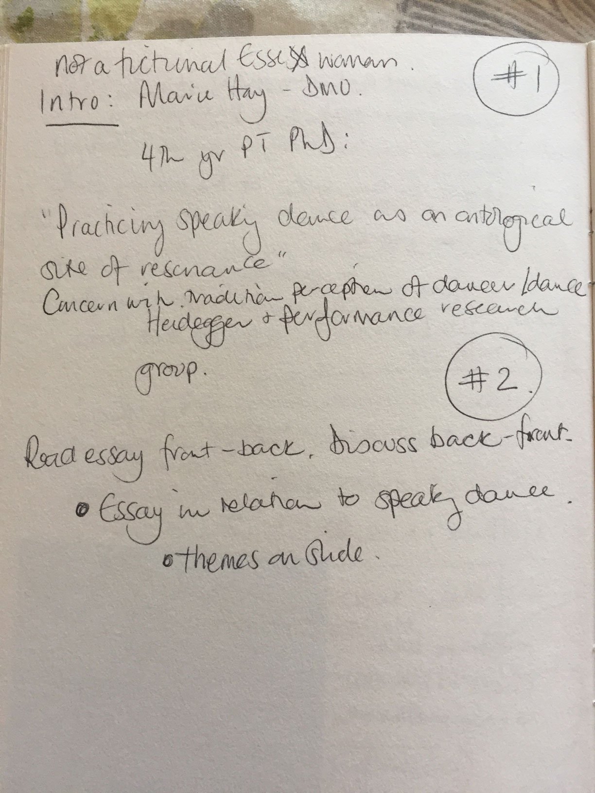 a page of handwritten notes